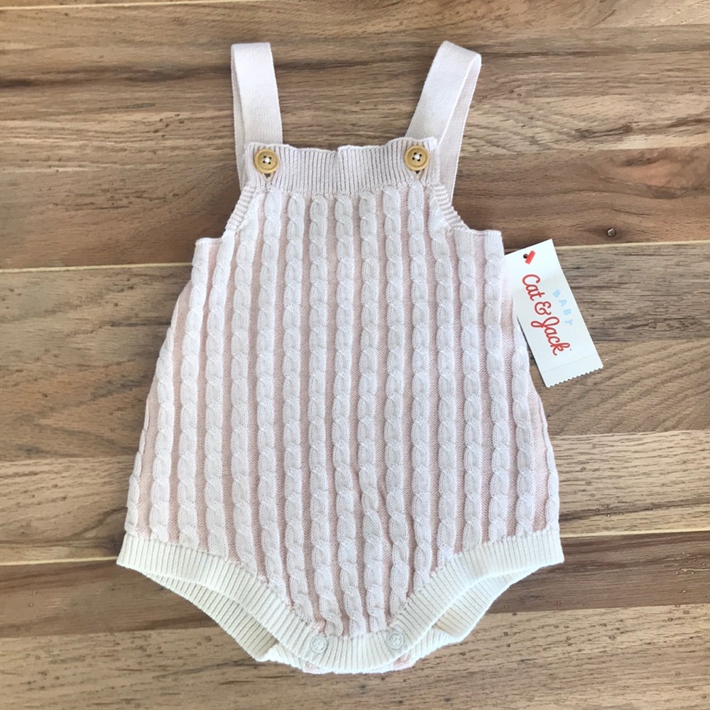 NWT Cat & Jack Light Peach Knit Romper 6-9 Months